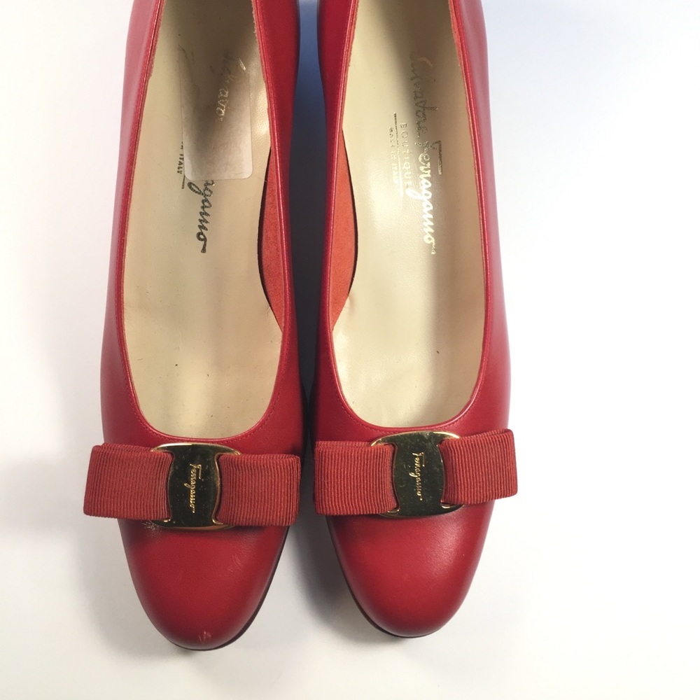 Salvatore Ferragamo Leather Red  Flats Vintage